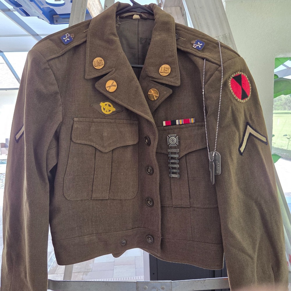 ORIGINAL WWII US ARMY M1944 AGSU CLASS A IKE JACKET 32D INFANTRY REGIMENT EUC