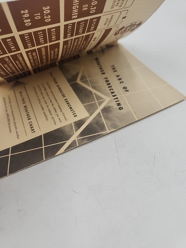 1947 Airguide Barometer Instruction Pamphlet Weather Chart