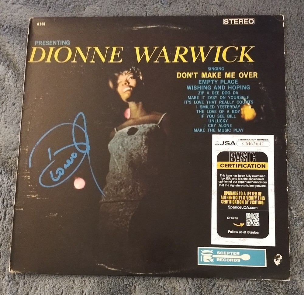 DIONNE WARWICK SIGNED DON'T MAKE ME OVER VINYL LP JSA