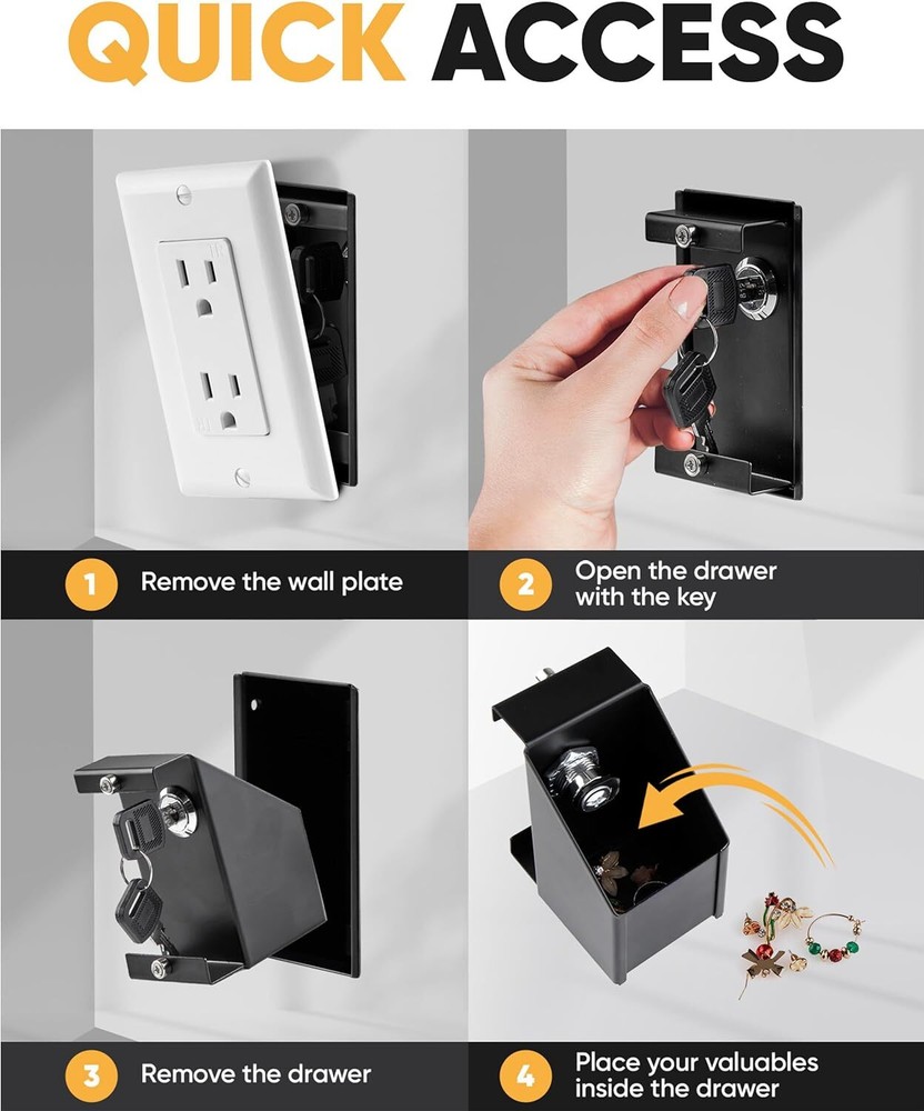 Hidden Wall Safe Outlet with Key Lock Electric Socket Safe Covert Wall Safe Dive