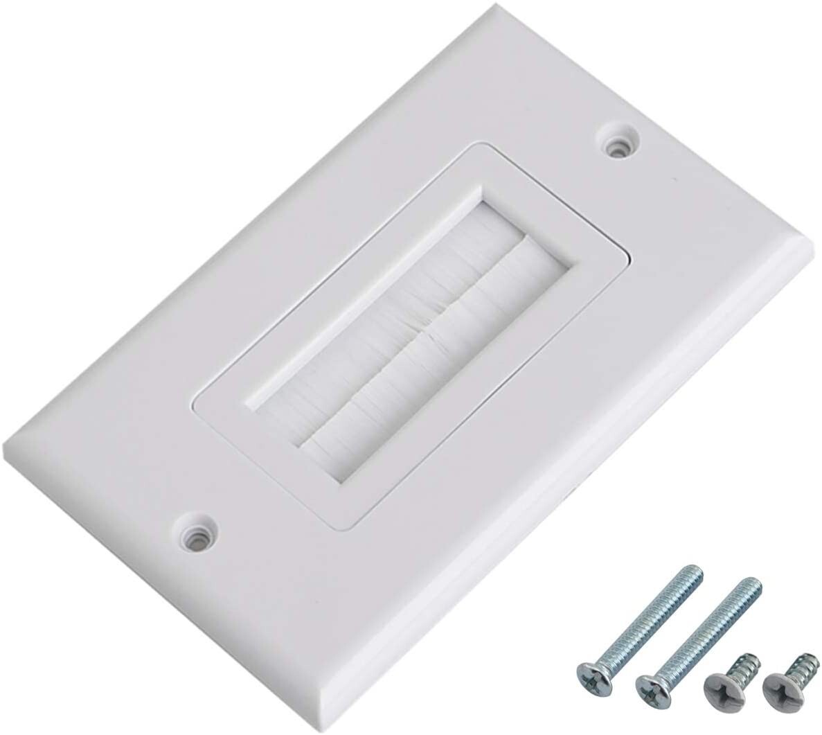 Brush Wall Plate with Mounting Bracket 6-Pack Cable Pass Through Insert Hider