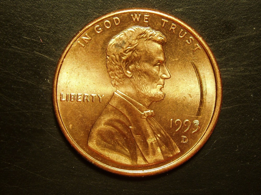 1993-D ONE UNC LINCOLN MEMORIAL CENT #10