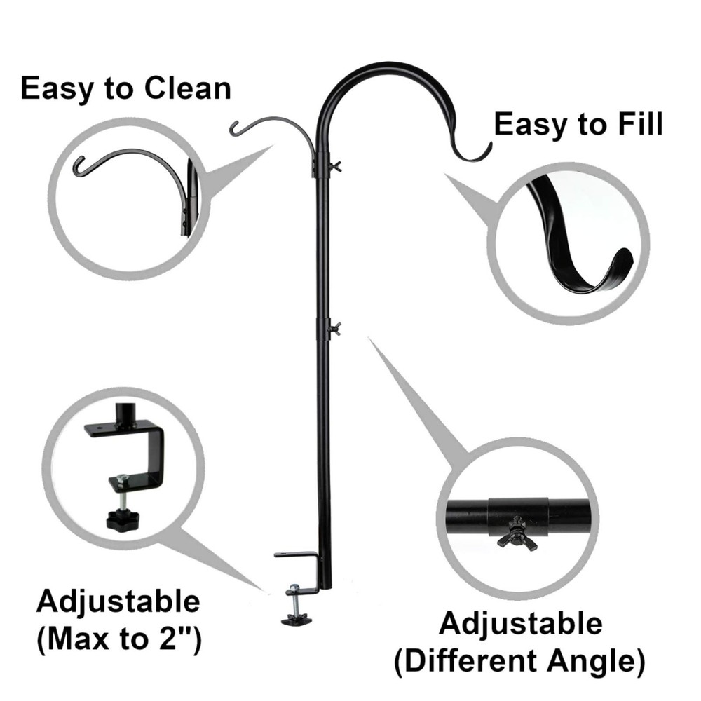 WOSIBO 4 Pack Three Span Deck Hook, 37 Inches Deck Bird Feeder Pole, Hanging ...