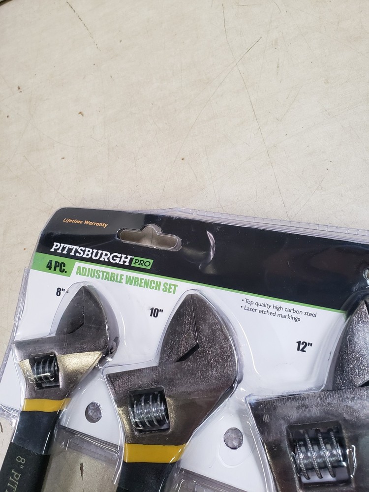PITTSBURGH Adjustable Laser-Etched Wrench Set, 4-Piece