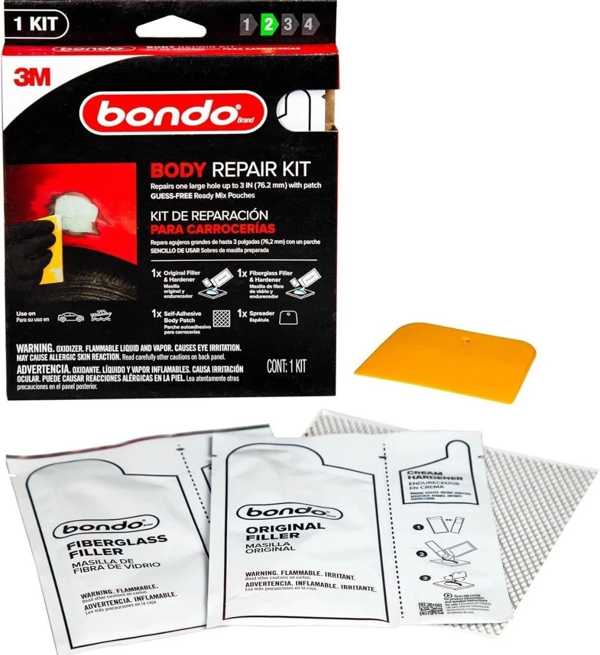6oz Bondo Car Body Repair Kit Patches Filler for Holes Up to 3" (3 boxes 2oz ea)