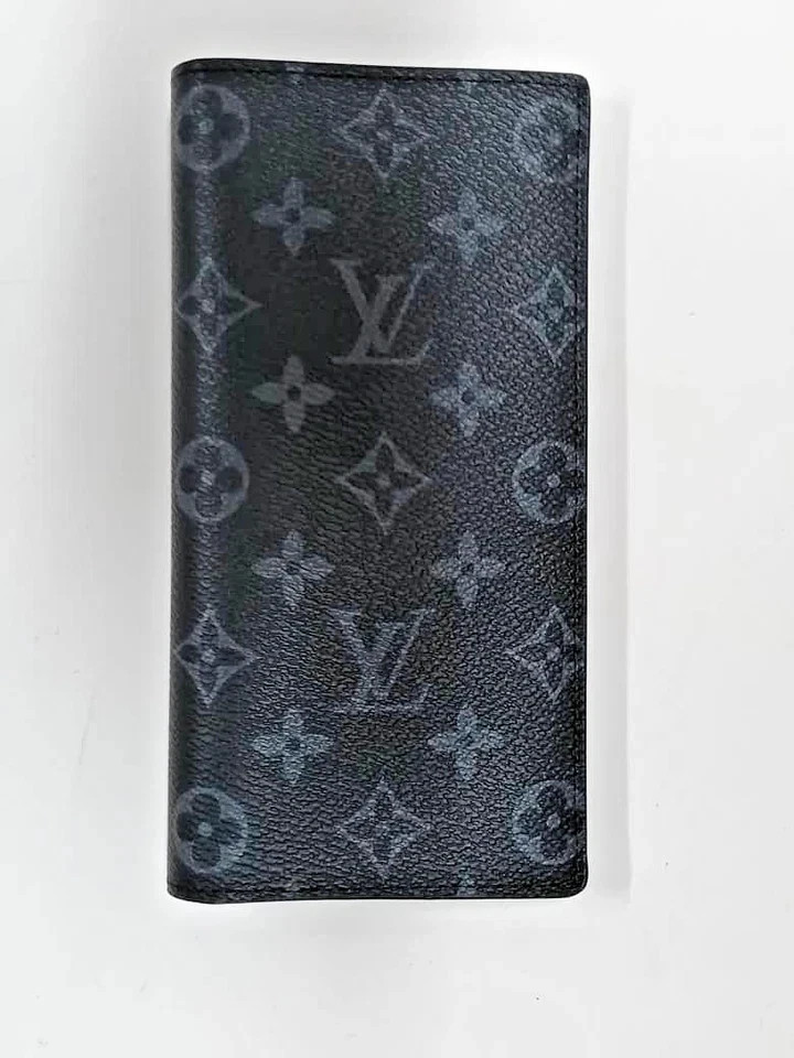 Louis Vuitton Monogram Eclipse Brazza Canvas Long Black Compact Wallet