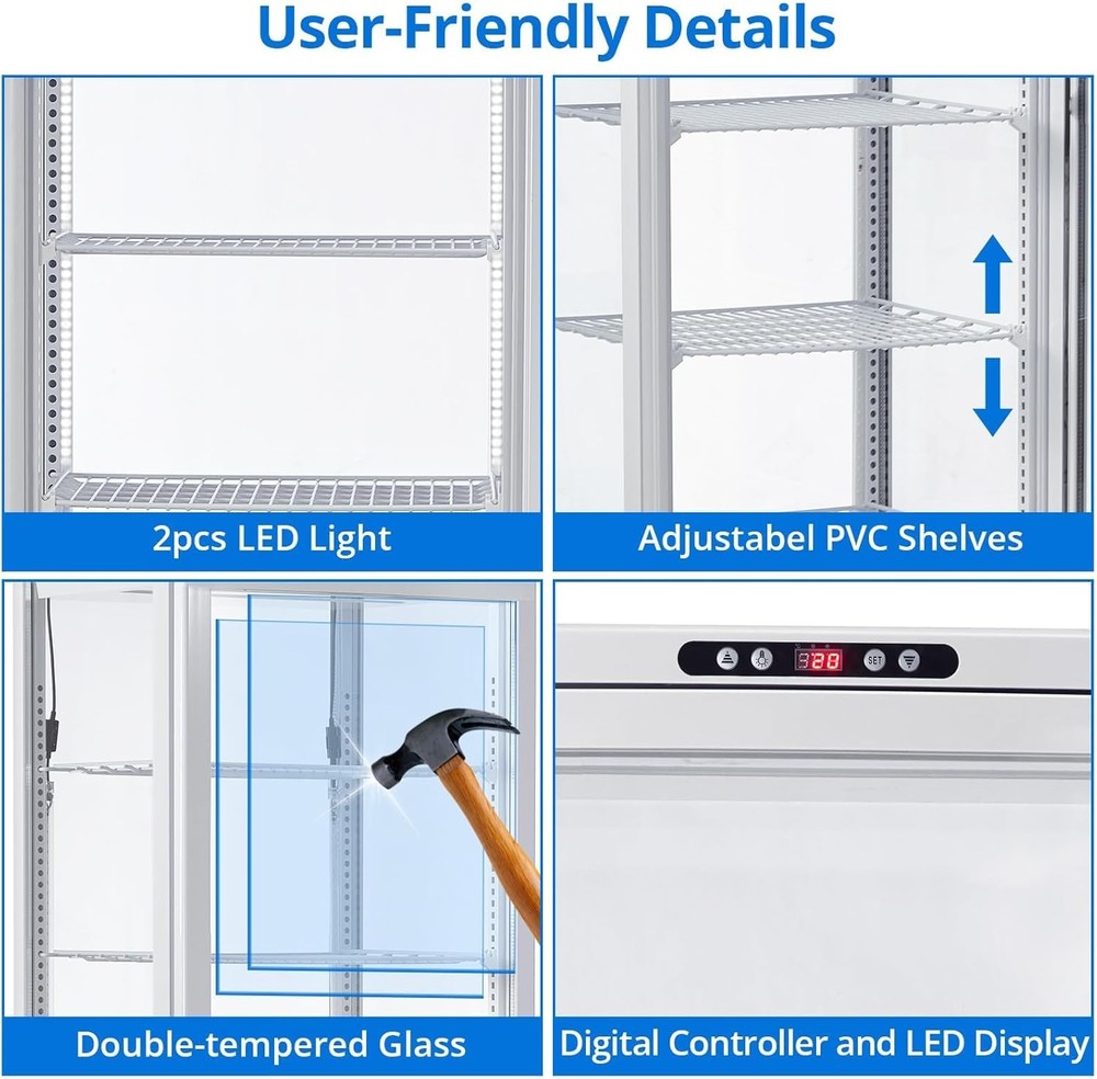 Refrigerated Display Case, 10.5 Cu. Ft. Display Refrigerator with LED Lighting