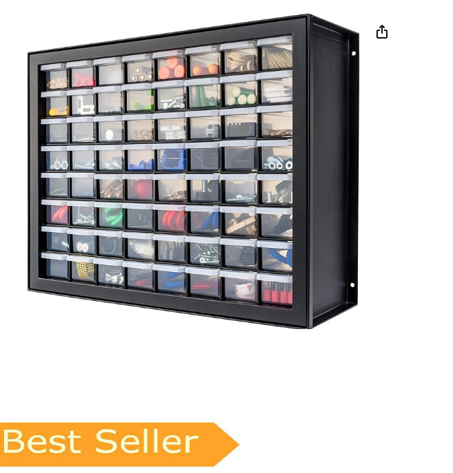 IRIS USA Bead Organizer Drawers, 64-Drawer, Screw Tool Electronics Hardware Nuts