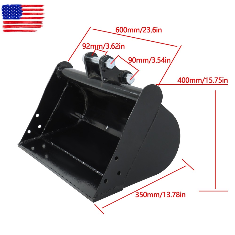 For Mini Excavator Accessories Flat Plain No Teeth Bucket Attachment 600mm