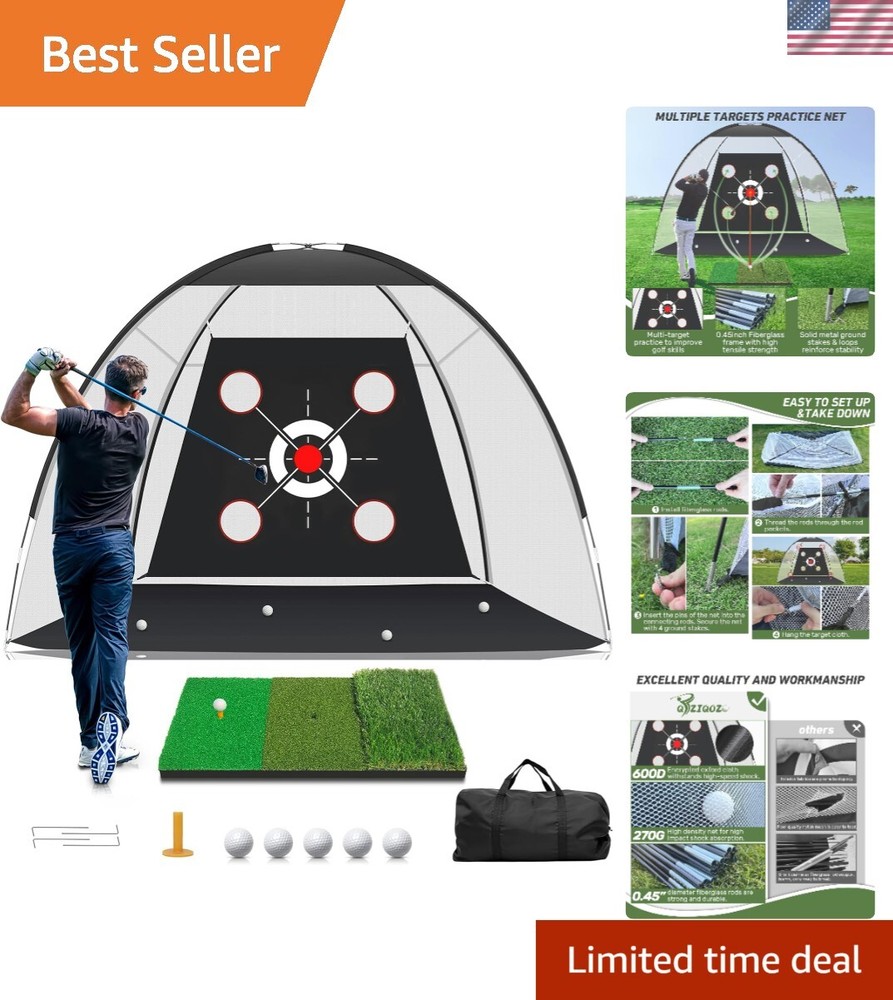 Golf Practice Net & Accessories Set - Perfect Gift for Men & Beginners Alike