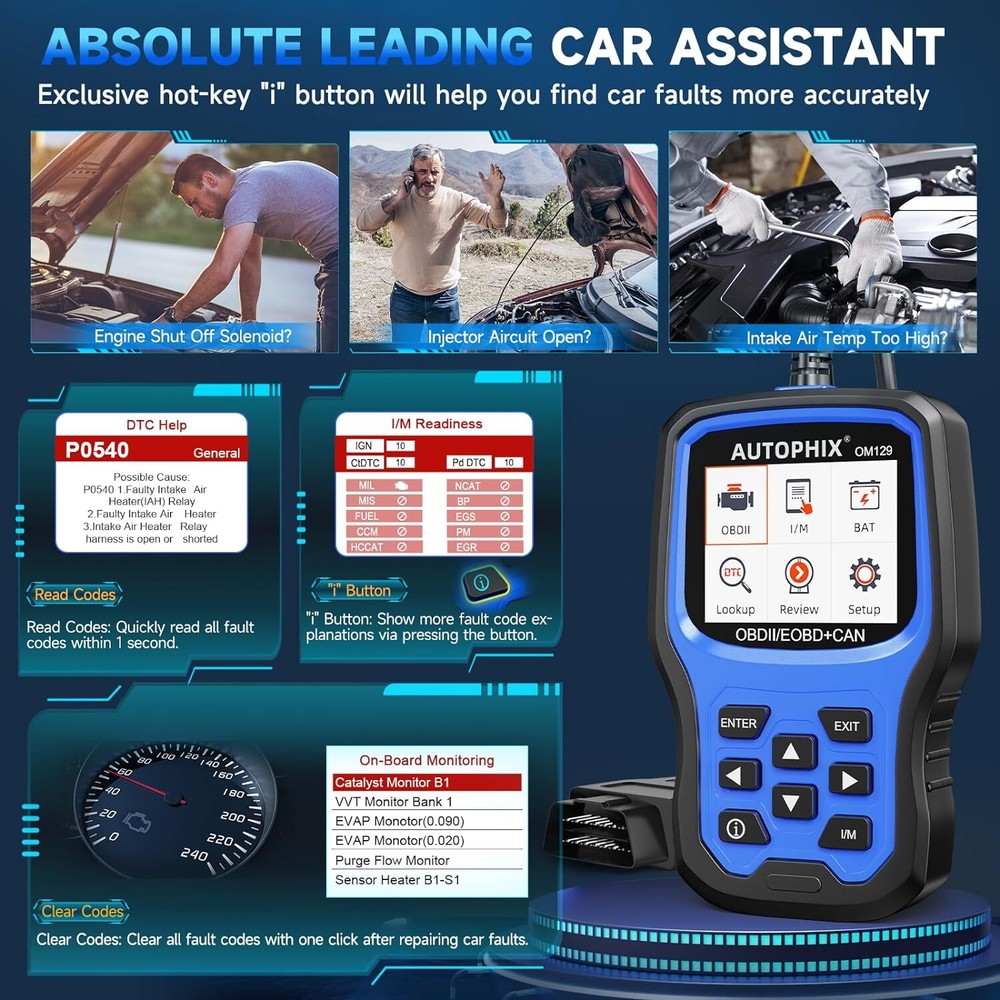 OBD2 Code Reader Automotive Scanner Check Engine Fault Diagnostic Battery Test