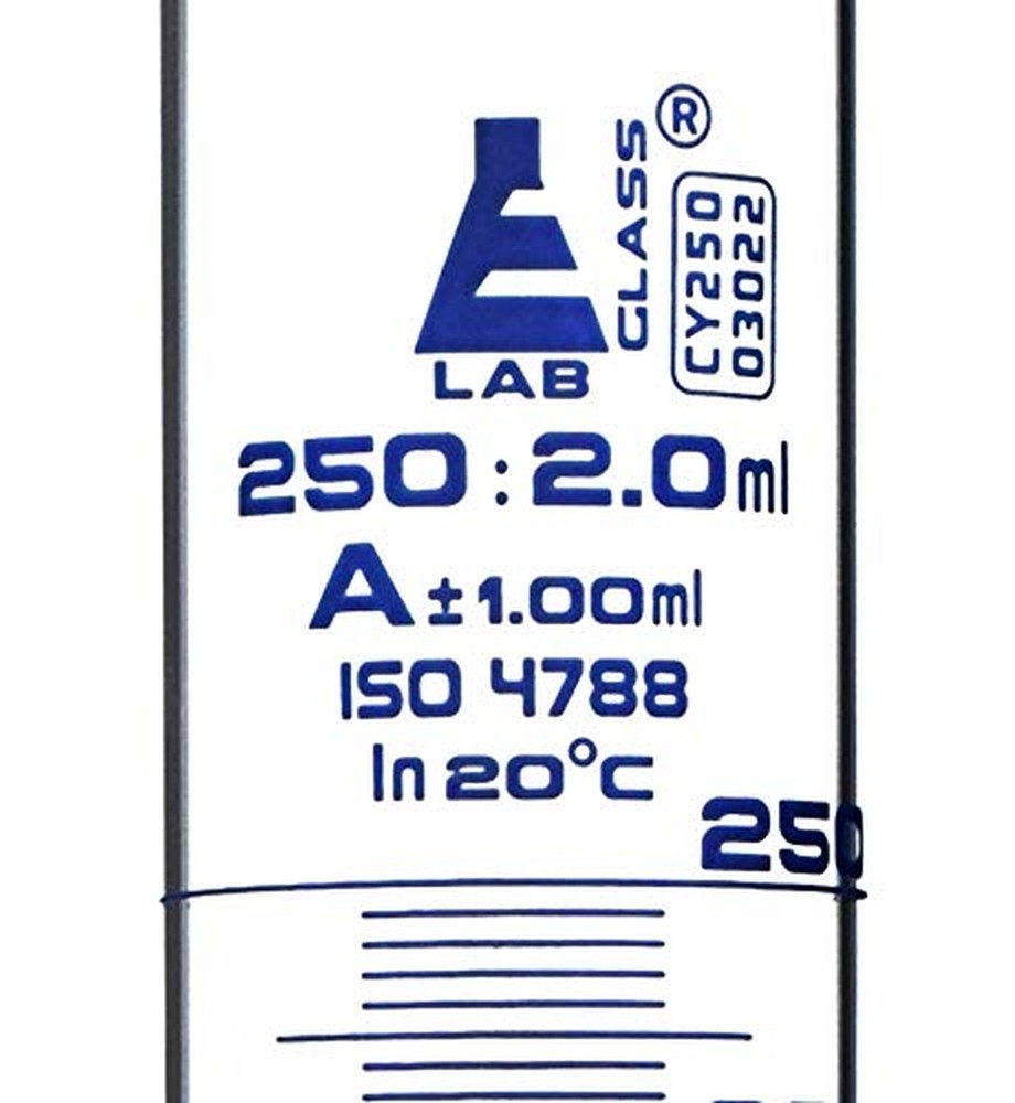EISCO Graduated Cylinder, 250ml - Class A Tolerance ±1.00ml - Round Base -