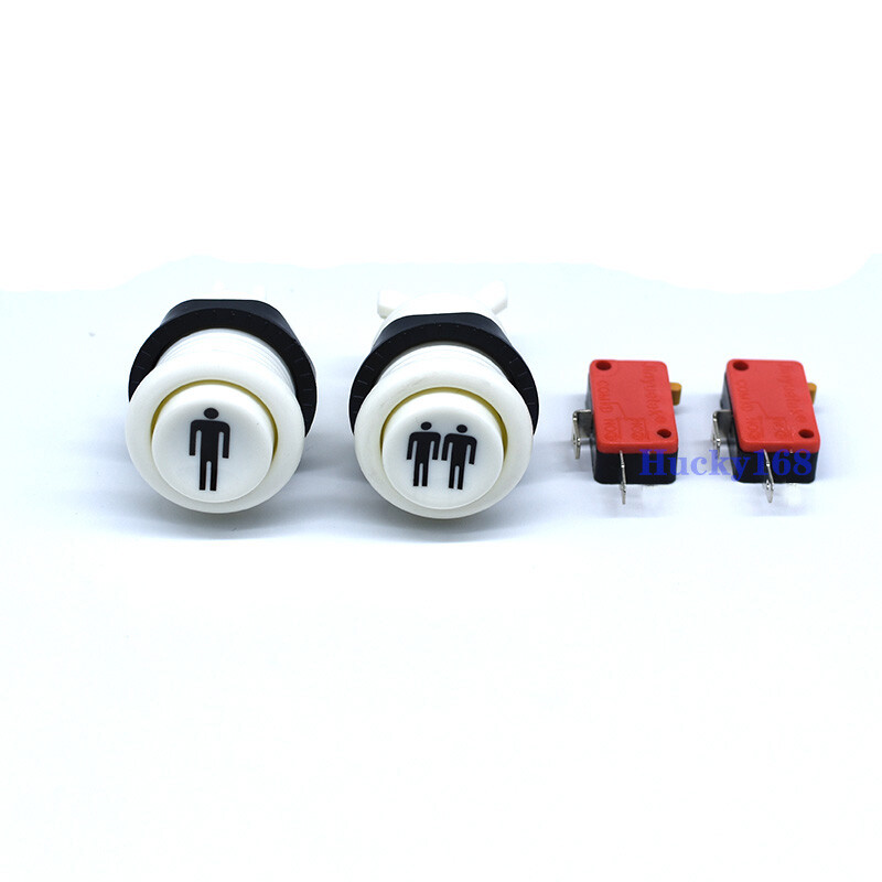 Arcade Game HAPP Style Push Button America with Microswitch 1 2 Player Start DIY