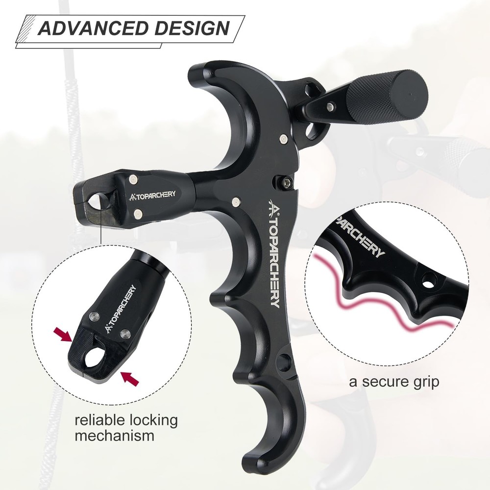Archery 360° Rotate Compound Bow Release Aids 4 Finger Thumb Trigger Caliper