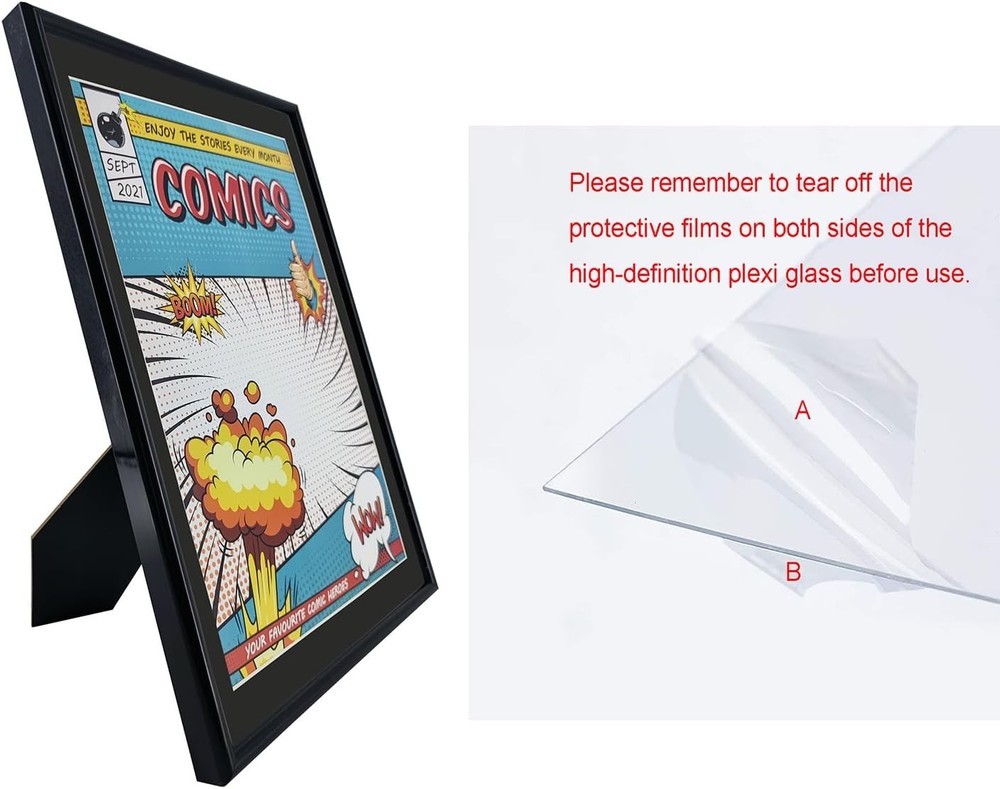 8 Pack Comic Book Frames, Fits Current 6 3/4 X 10 1/4, Wall/Tabletop Display