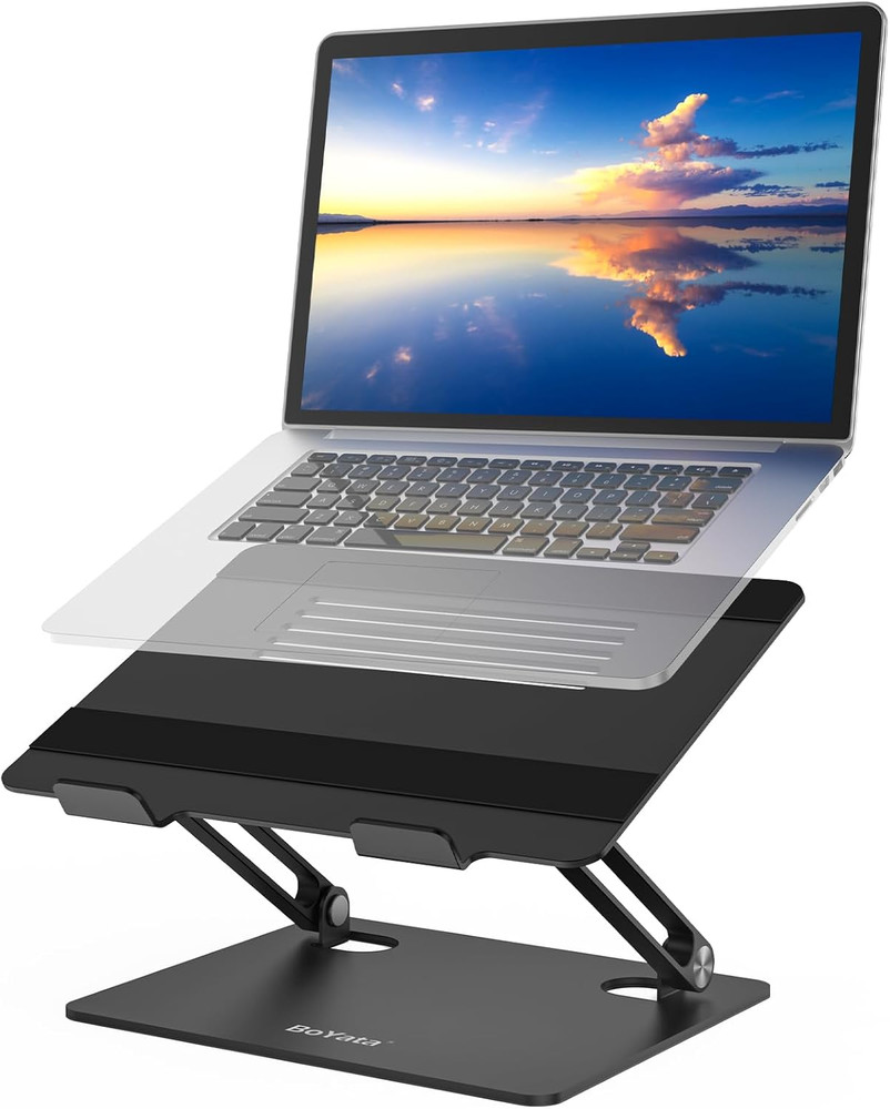 Laptop Stand, Adjustable Laptop Riser with Slide-Proof Silicone and Protective H