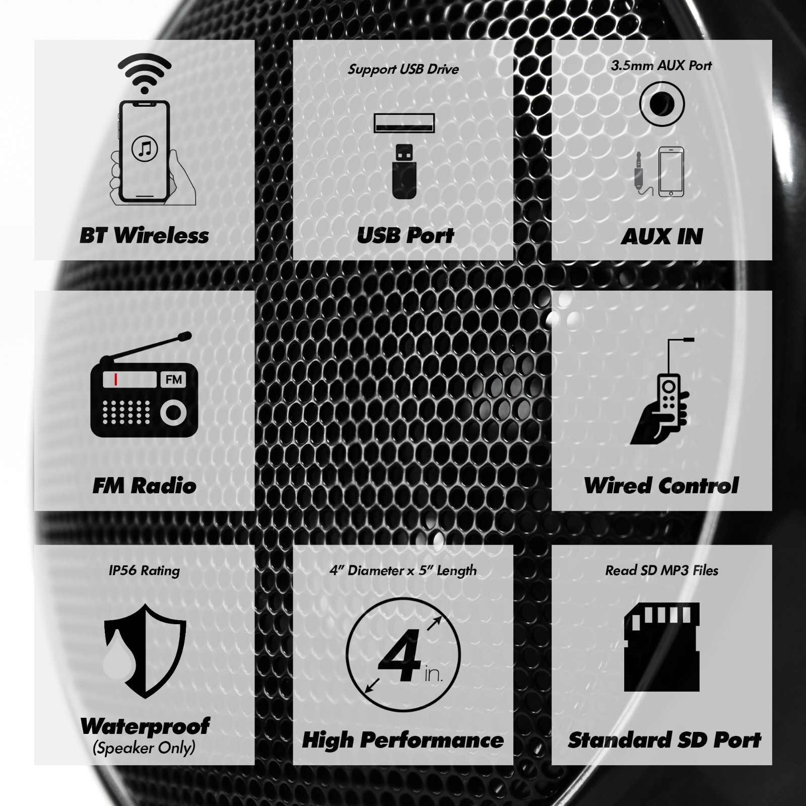 1000W Amp Waterproof Bluetooth Motorcycle ATV Stereo 4-CH Speakers Audio System