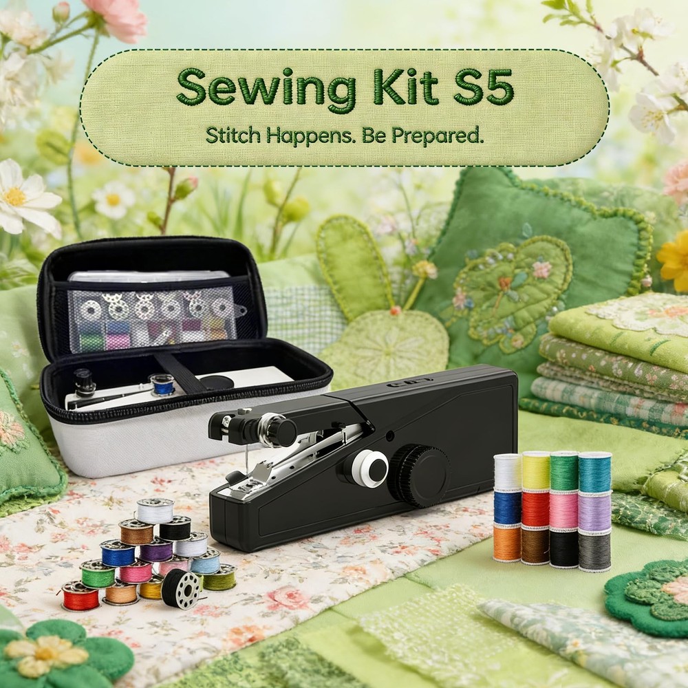 Portable Handheld Sewing Machine for Beginners Mini Cordless Sewing Kit Black