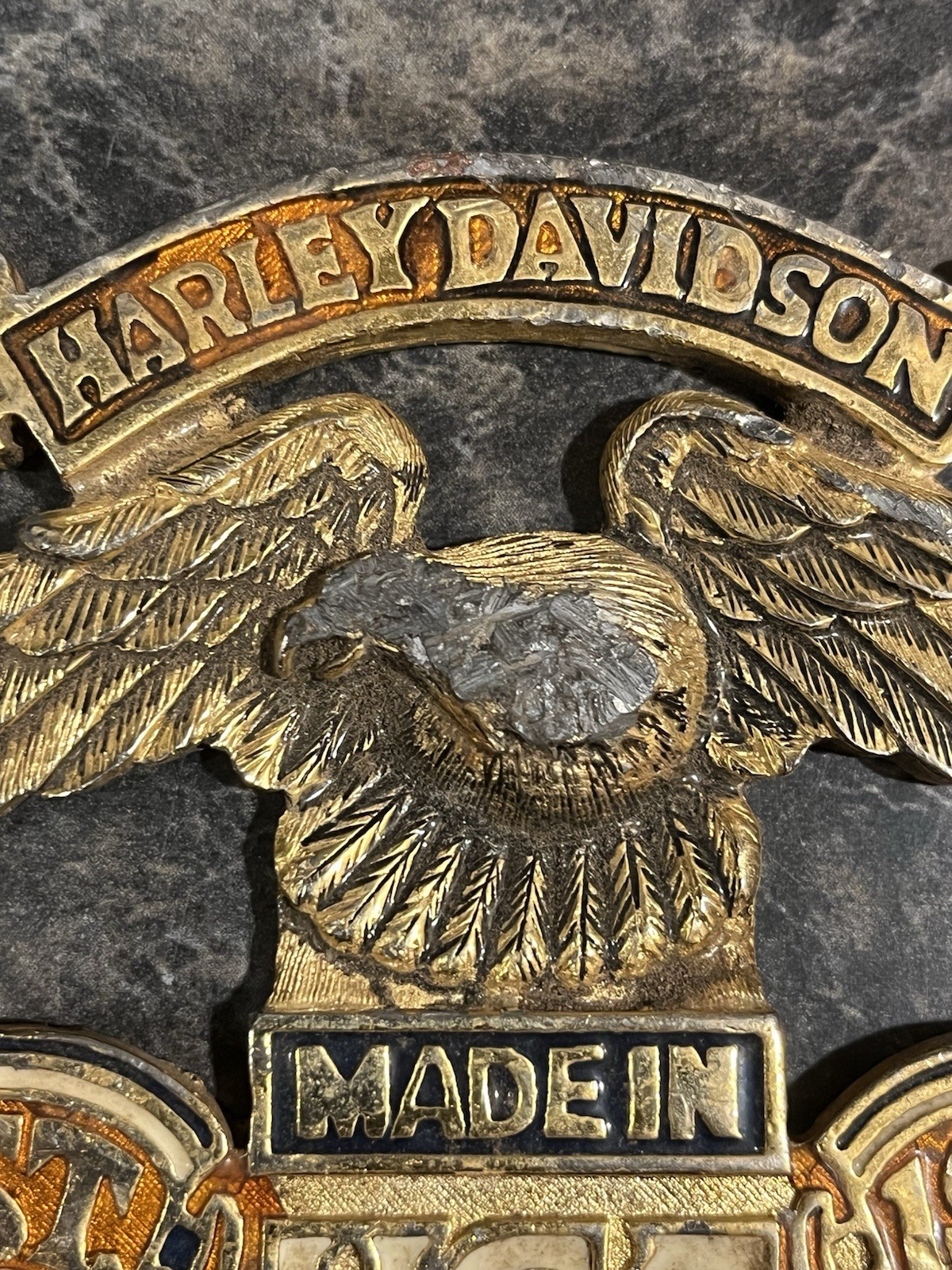 Vintage Damaged Harley Davidson Sissy Bar? Tank Badge Emblem Eat 1903 Eagle Part