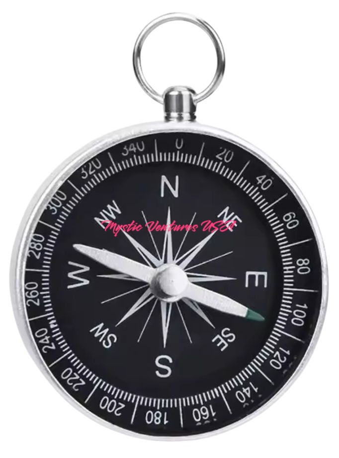 Pocket Compass Outdoors Navigation Compass with Key Ring Aluminum Black