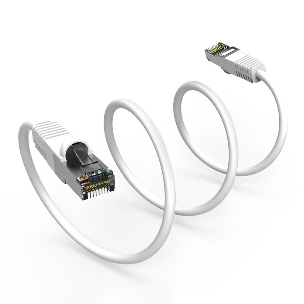 7FT Cat6 RJ45 Ethernet LAN Network SSTP Shielded Patch Cable Copper 26AWG White