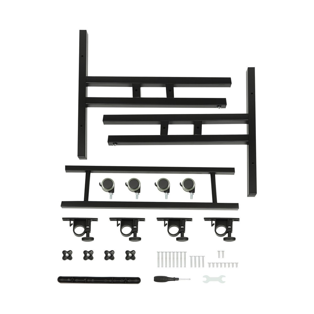 Rolling Laptop Desk Adjustable Height Computer Table Stand up Office Workstation