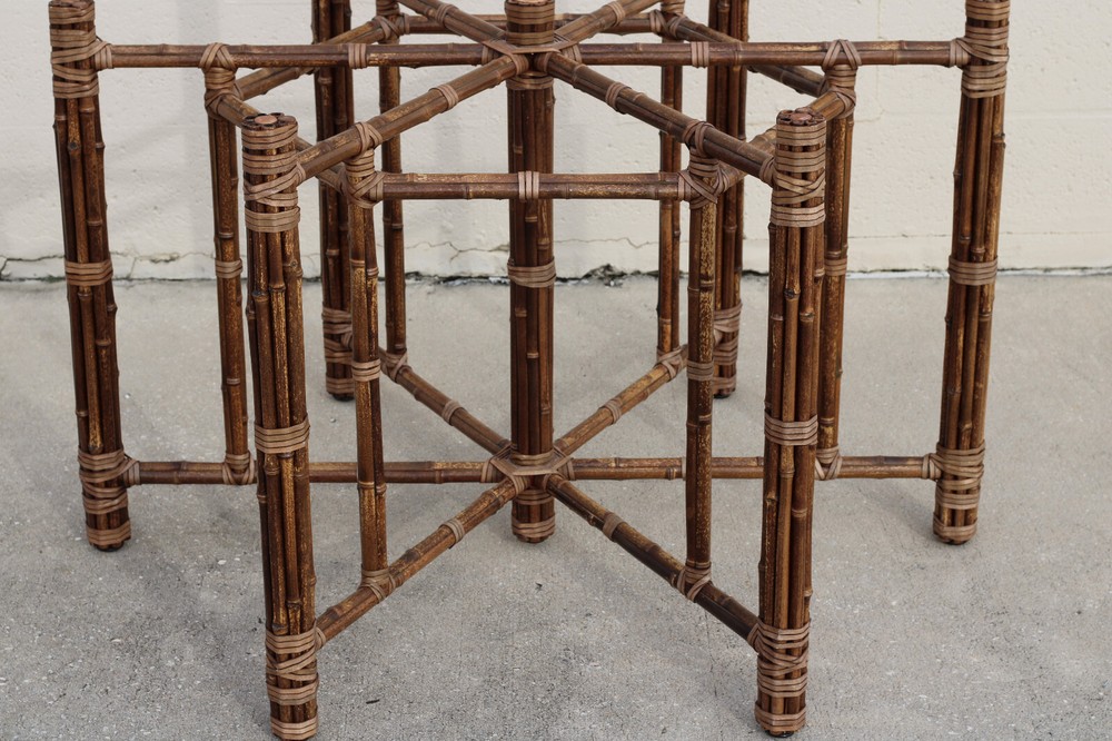 Authentic McGuire Hexagonal Bamboo Rattan Organic Modern Dining Table Base