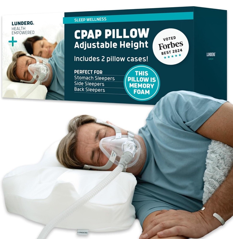 Lunderg CPAP Pillow for Side Sleepers - Includes 2 Pillowcases - Adjustable