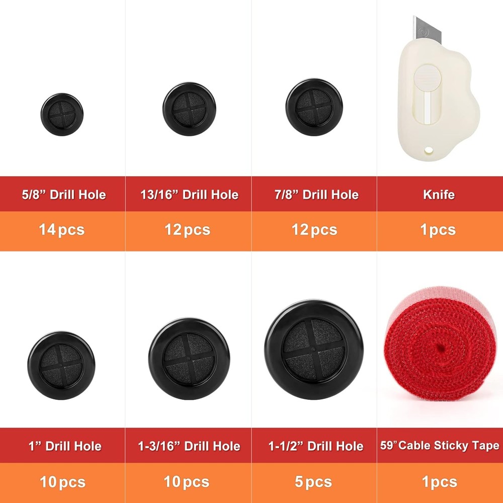 63Pcs Rubber Grommet Kit, Drill Hole Firewall Black