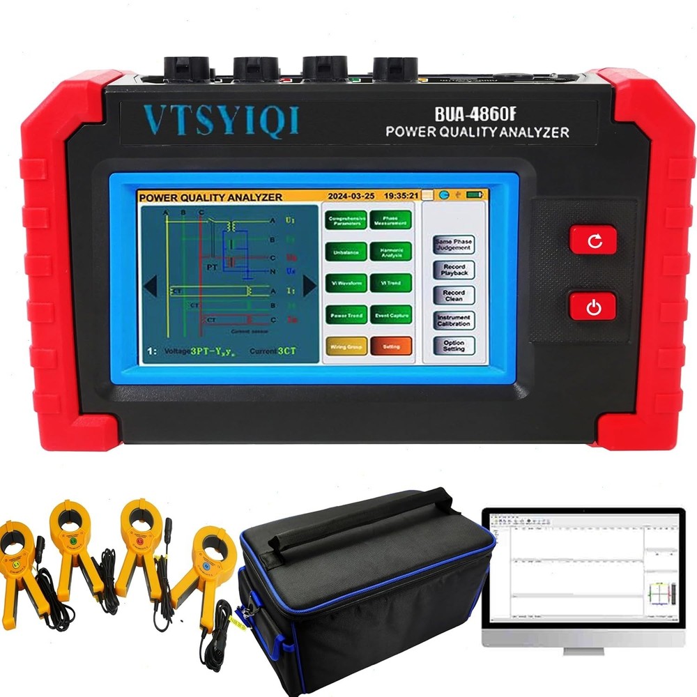 3-Phase Power Quality Analyzer with Current Clamp 1.0A~1000A Screenshot Save
