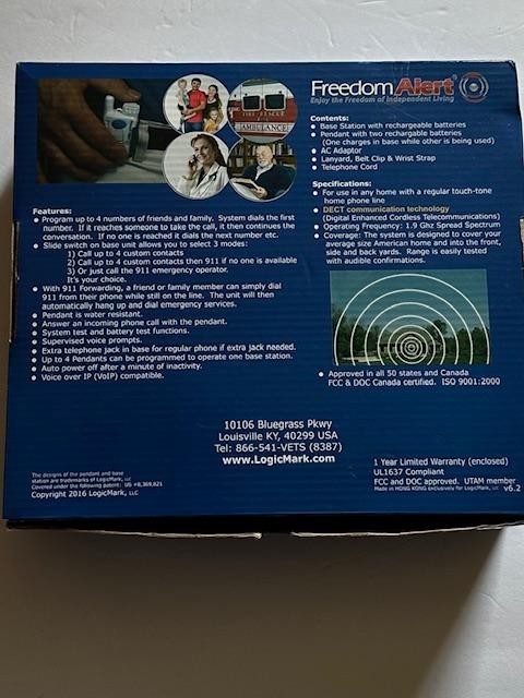 LogicMark Freedom Alert Fall Emergency System Model #35511 Base Only With Cords