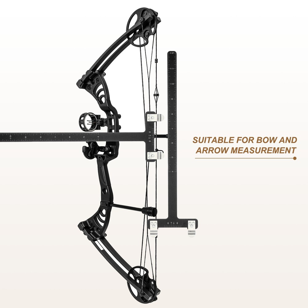 Archery Bow Square, T-Shape Ruler Turning Bow String Measurement Tool Black