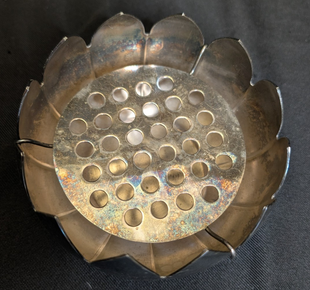 Vintage Leonard Silver plate Flower Frog Lotus Petal Floral Decoration Dip Set