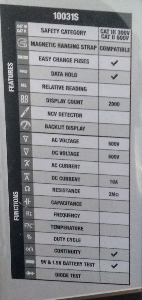 Southwire 10031S 7-Function Digital 600-Volt Multimeter (Battery Included)