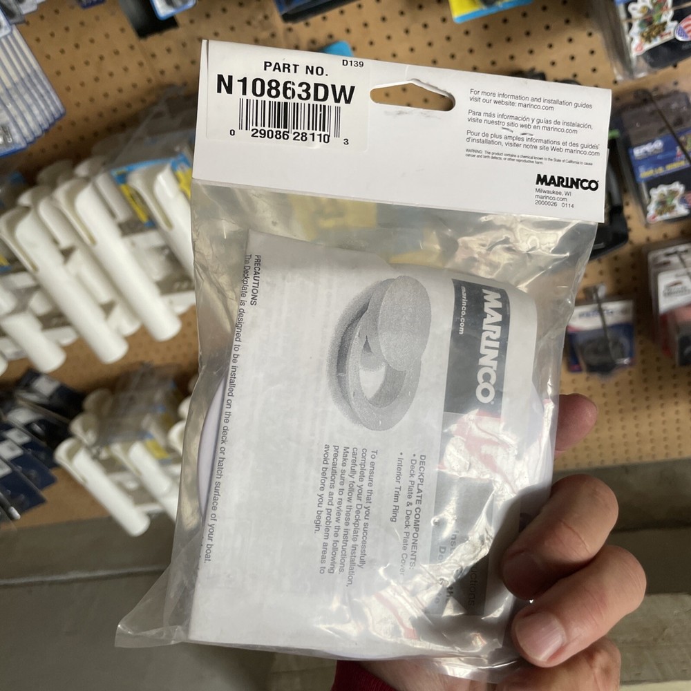 Marinco N10863DW Snap-In Deck Plate, 3" White