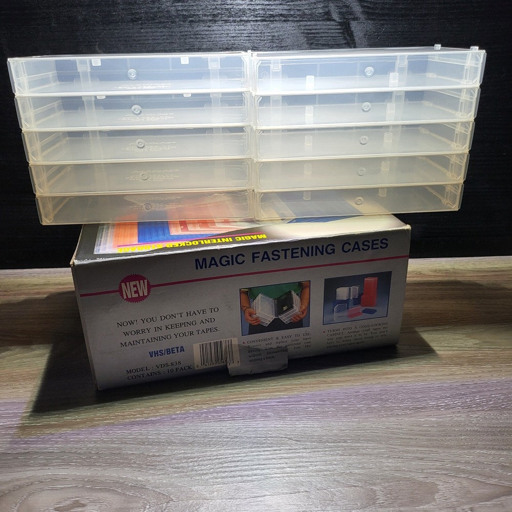 10 VHS CASES - LOCKING DESIGN - IN BOX