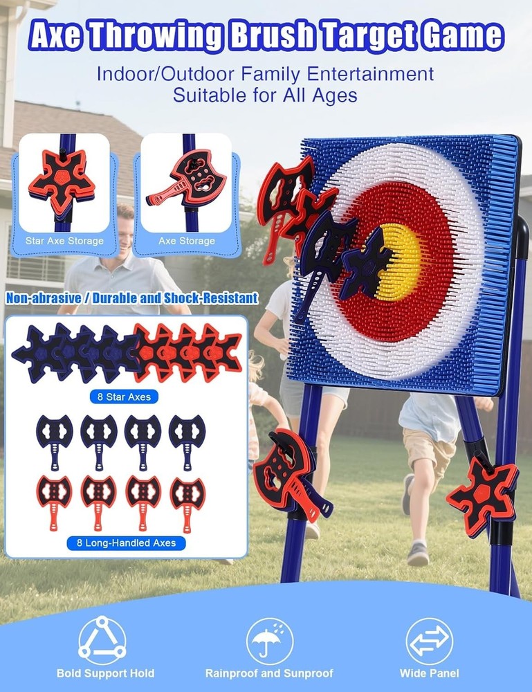 Axe Throwing Game for Backyard,Portable Bristle Target Set with 4 Axes & 4 Da...