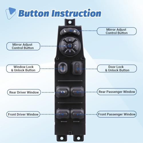 Power Window Switch Control Button Driver Side Compatible with 2002-2009 Dodge