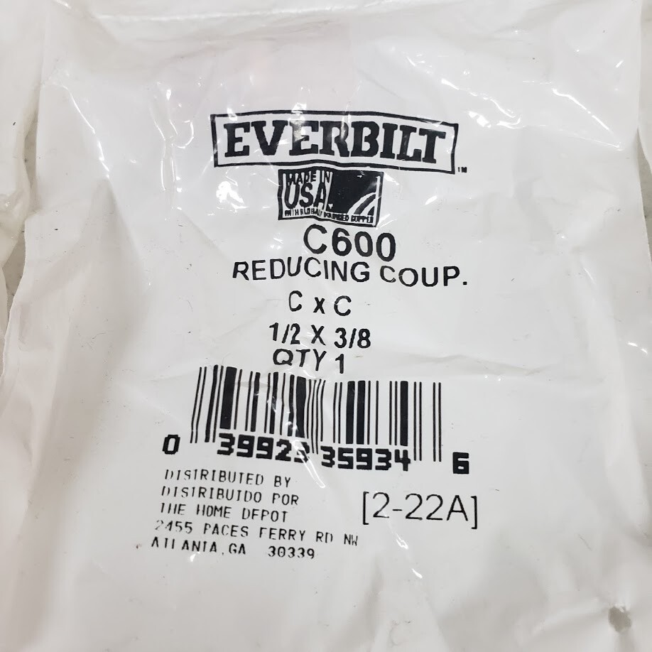 15 Pack 1/2 in. Copper Pressure Cup x Cup Reducing Coupling Fitting with Stop
