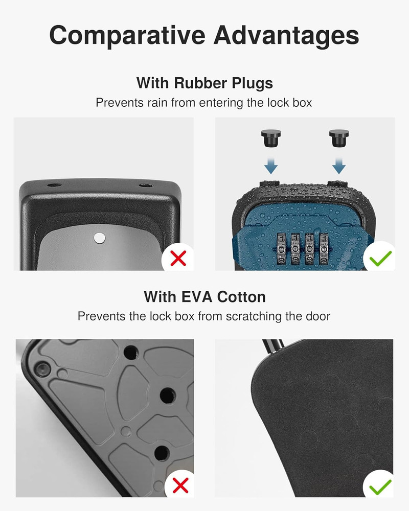 Lock Box, Key Lock Box Wall Mount & Portable Combination Lockbox with Resettable