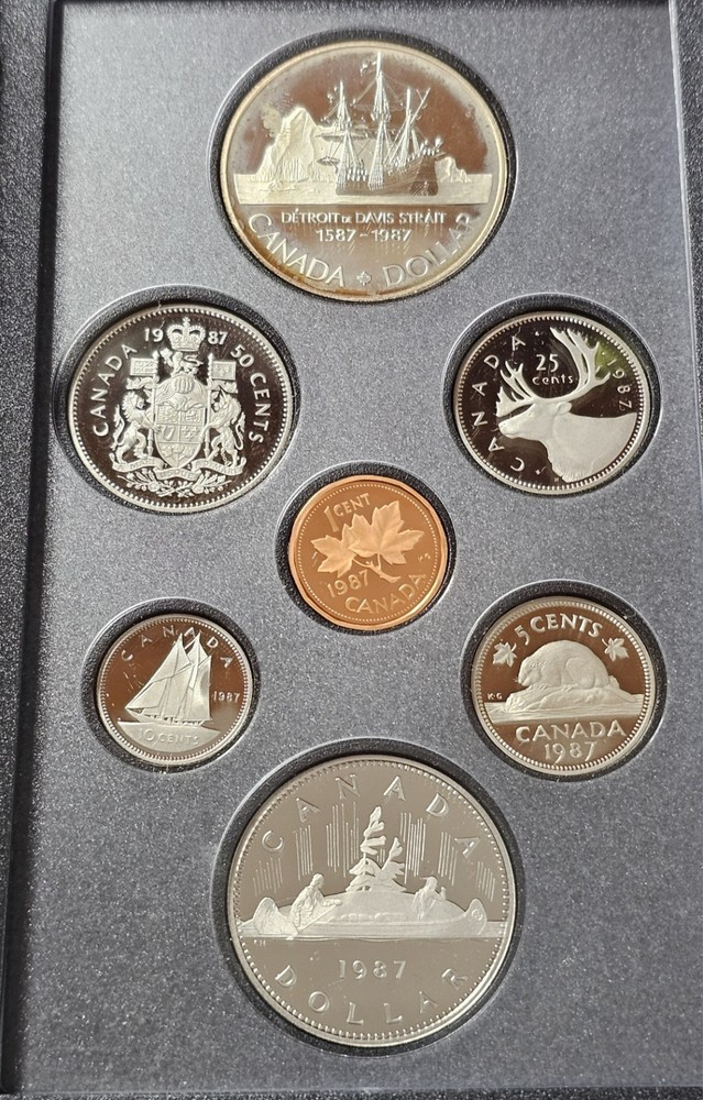 1987 Double Dollar Canada 7 Coin Proof Set  COA. Includes Silver Proof Dollar