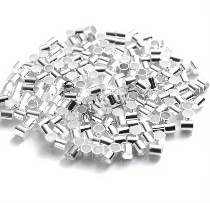 Silver Jewelry making Tube Crimp Beads 100pcs Findings sale 2mm