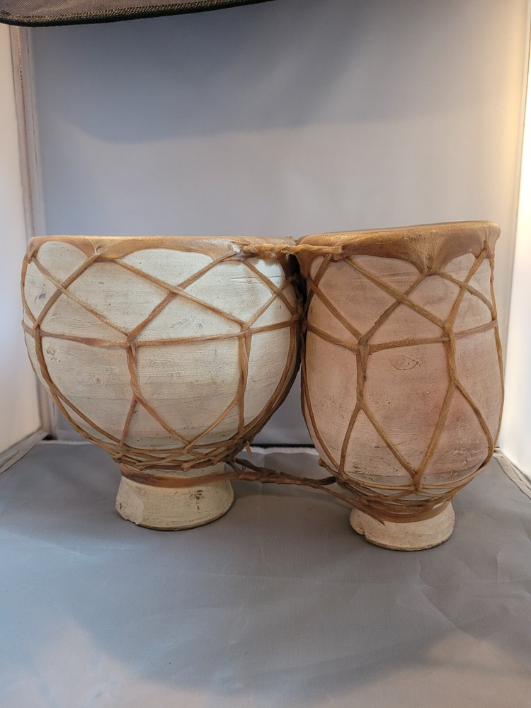 Traditional Handmade Moroccan Tam Tam Bongo Drums Preowned