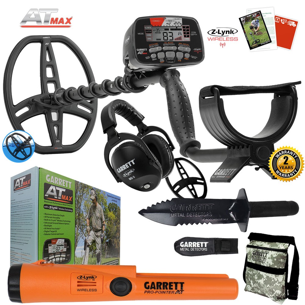Garrett AT MAX Underwater Detector, Pro-Pointer AT Z-Lynk, MS-3 Headset, & More
