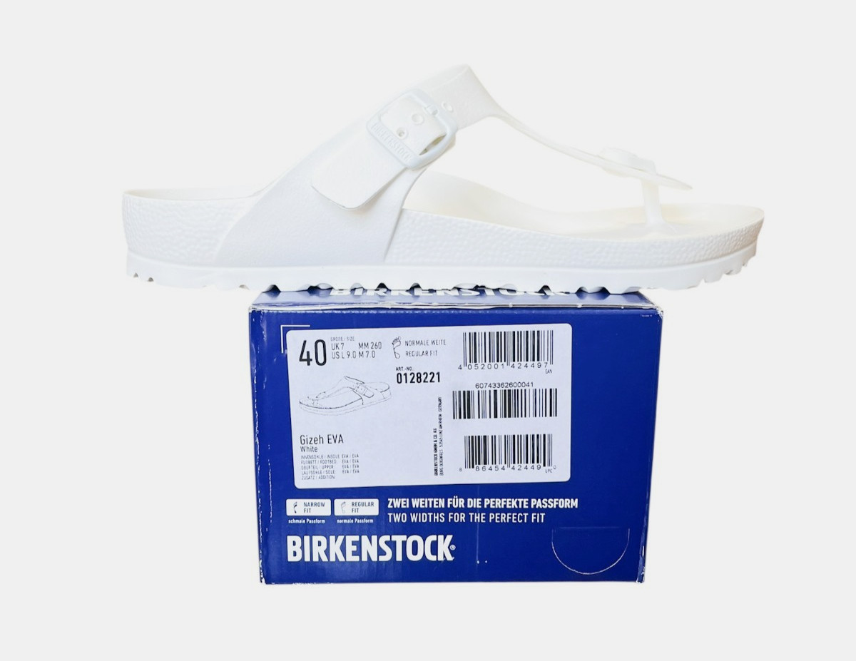Birkenstock Unisex Gizeh Eva Sandals Euro Sz 40 US Women's 9 Men's 12 White NIB