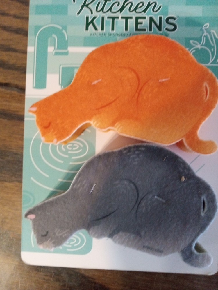 Fred Cat Kitten Orange & Grey Cats Kittens Kitchen 2 Sponge Pack Set