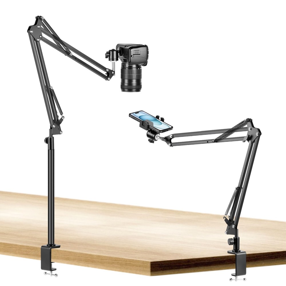 Evekea Overhead Camera Mount, Desk Mount with 360° Adjustable Black
