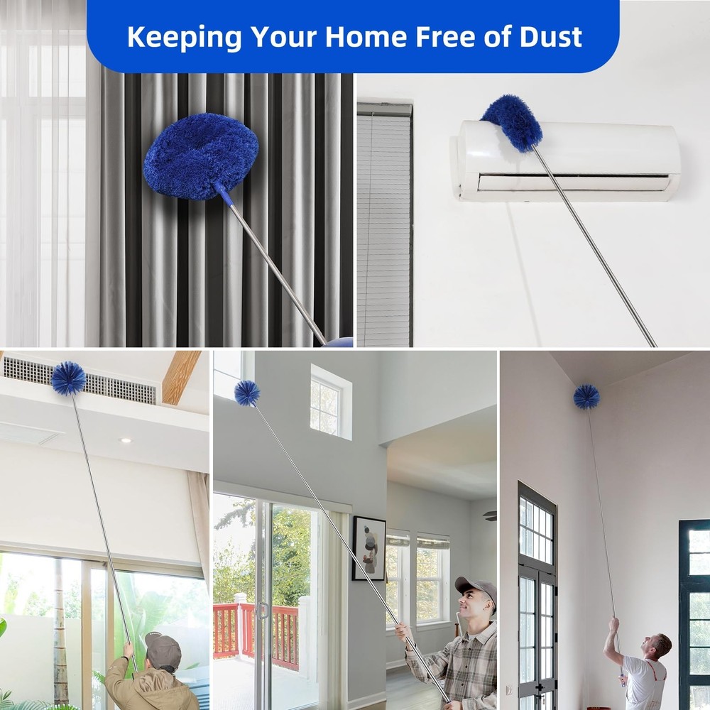 Microfiber Duster for High Ceiling Fan Blades, Cobweb with Extension Pole Adj...