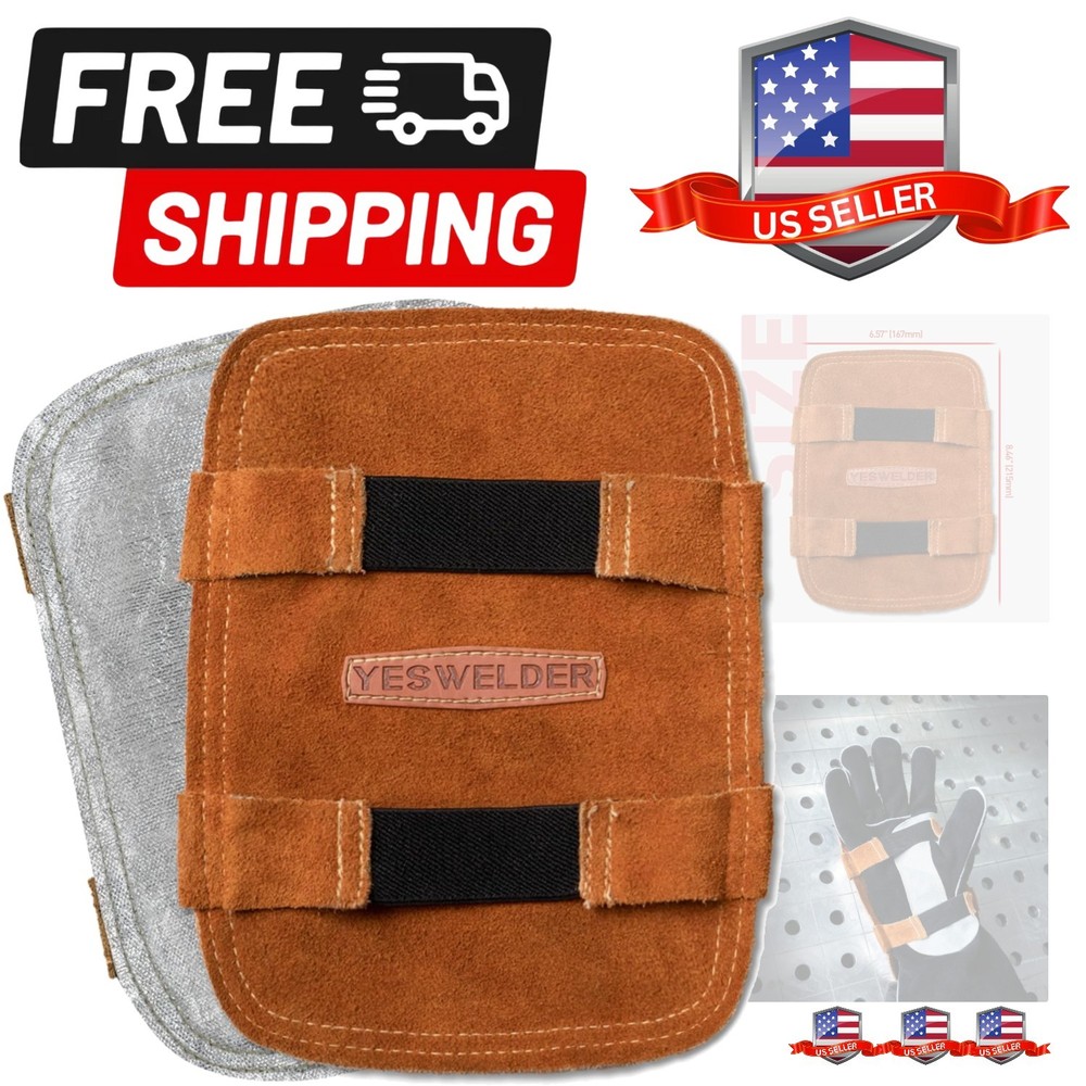Hand Heat Shield, Welding Hand Shield Split Cowhide Leather Aluminized Back W...