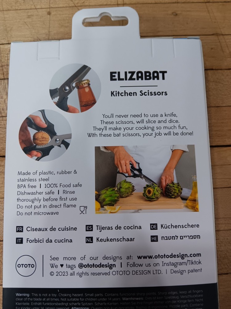 Elizabat Bat Kitchen Scissors Multi-Tool Bottle Opener Nutcracker